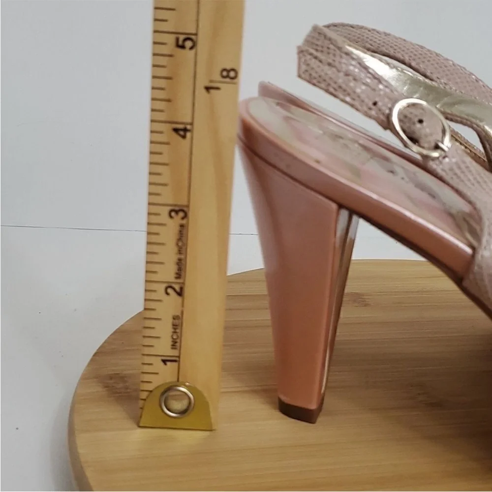 Anne Klein Europa Leather Pumps Pink Bow Tie Textured Slingback 4“ Heels Size 9 - Picture 3 of 8